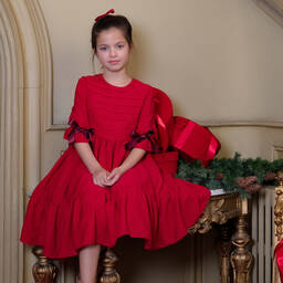 Patachou-Girls Red Chiffon Dress | Childrensalon Outlet