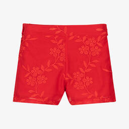 Patachou-Girls Red Cotton Embroidered Shorts | Childrensalon Outlet