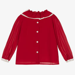 باتاشو-Girls Red Crêpe Twill Blouse | Childrensalon Outlet
