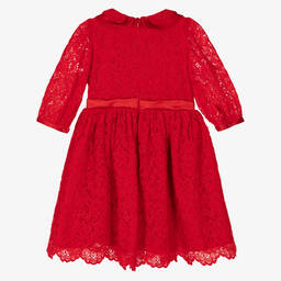 Patachou-Girls Red Floral Lace Dress | Childrensalon Outlet