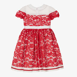 Patachou-Girls Red Lace & Chiffon Dress | Childrensalon Outlet