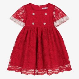 Patachou-Girls Red Lace Dress | Childrensalon Outlet