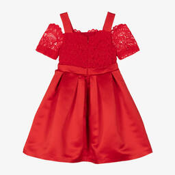 Patachou-Красное атласное платье с кружевом | Childrensalon Outlet