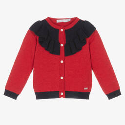 Patachou-Girls Red & Navy Blue Cardigan | Childrensalon Outlet