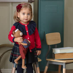 Patachou-Girls Red & Navy Blue Cardigan | Childrensalon Outlet