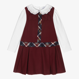 Patachou-Girls Red Pinafore Dress Set  | Childrensalon Outlet