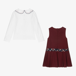 Patachou-Girls Red Pinafore Dress Set  | Childrensalon Outlet