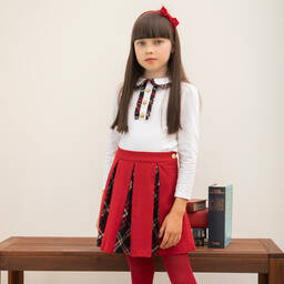 Patachou-Girls Red Pleated Skirt | Childrensalon Outlet