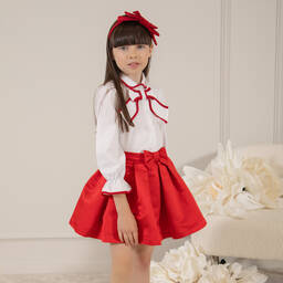 Patachou-Girls Red Satin Skirt | Childrensalon Outlet