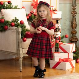 Patachou-Girls Red Tartan Dress | Childrensalon Outlet