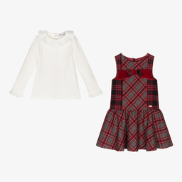 Patachou-Girls Red Tartan Dress Set | Childrensalon Outlet