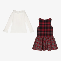 Patachou-Girls Red Tartan Dress Set | Childrensalon Outlet