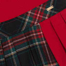 Patachou-Girls Red Tartan Skirt Dress  | Childrensalon Outlet