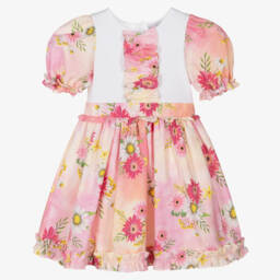 Patachou-Girls Rosy Tie-Dye Floral Frock | Childrensalon Outlet