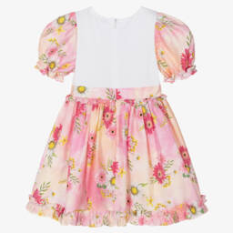 Patachou-Girls Rosy Tie-Dye Floral Frock | Childrensalon Outlet