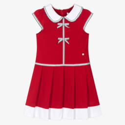 Patachou-Girls Scarlet Piqué Collar Dress | Childrensalon Outlet