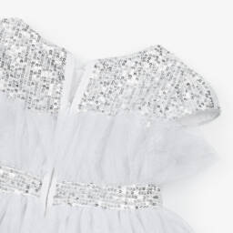 Patachou-Girls Shimmering Silver Tulle Gown | Childrensalon Outlet