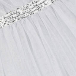 Patachou-Girls Shimmering Silver Tulle Gown | Childrensalon Outlet