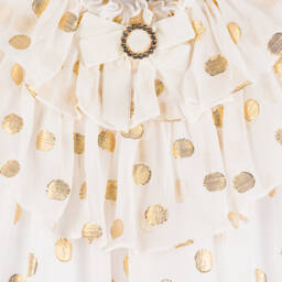 Patachou-Girls Silk Chiffon Gold Dot Dress | Childrensalon Outlet