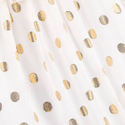 Patachou-Girls Silk Chiffon Gold Dot Dress | Childrensalon Outlet