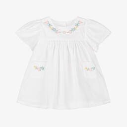 Patachou-Мягкое белое платье с цветочным узором для девочек | Childrensalon Outlet