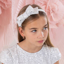 Patachou-Girls Sparkling Silver Sequin Headband | Childrensalon Outlet