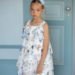 Patachou-Многоярусное шифоновое платье с бабочками | Childrensalon Outlet