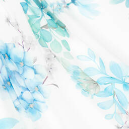 باتاشو-فستان شيفون لون أبيض وأزرق بطبعة ورود | Childrensalon Outlet