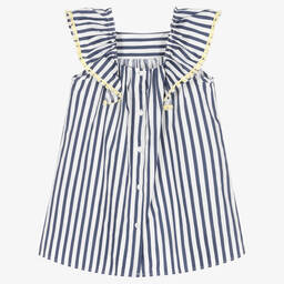 Patachou-Белый хлопковый сарафан в голубую полоску | Childrensalon Outlet