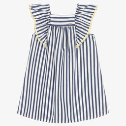 Patachou-Белый хлопковый сарафан в голубую полоску | Childrensalon Outlet