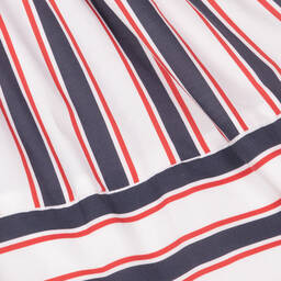 Patachou-Girls White & Blue Striped Cotton Dress | Childrensalon Outlet