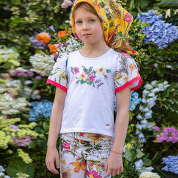 Patachou-Girls White Botanical Floral Leggings Set | Childrensalon Outlet