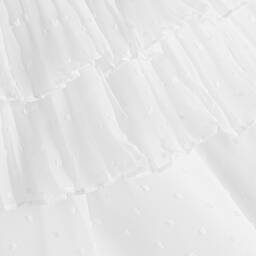 Patachou-Girls White Chiffon Plumeti Dress | Childrensalon Outlet