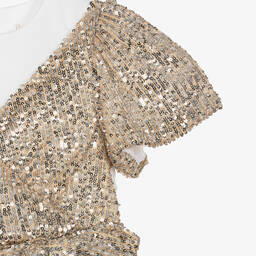 Patachou-جمبسوت مزين بترتر شيفون لون أبيض وفضّي للبنات | Childrensalon Outlet