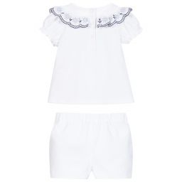 Patachou-Girls White Cotton Shorts Set | Childrensalon Outlet