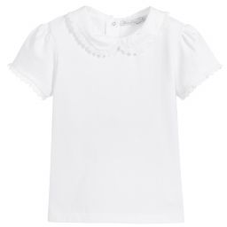 Patachou-Girls White Cotton T-Shirt | Childrensalon Outlet