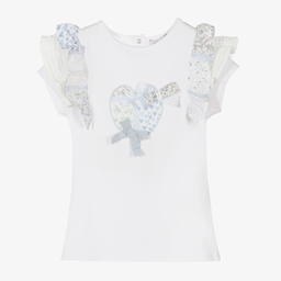 باتاشو-Girls White Cotton T-Shirt | Childrensalon Outlet