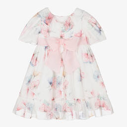 Patachou-Girls White Floral Chiffon Dress | Childrensalon Outlet
