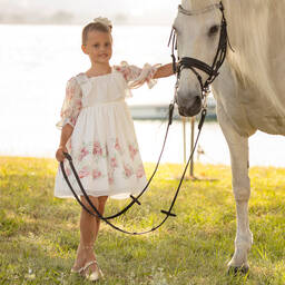 Patachou-Белое шифоновое платье с цветами | Childrensalon Outlet