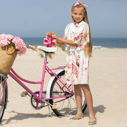 Patachou-Girls White Floral Crêpe Dress | Childrensalon Outlet