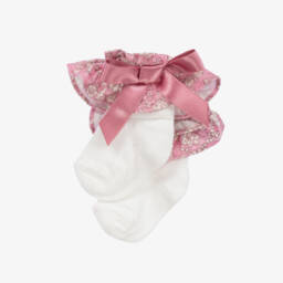 Patachou-Girls White Floral Ruffle Socks | Childrensalon Outlet