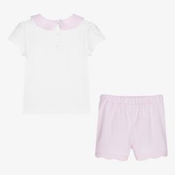 Patachou-طقم شورت قطن لون أبيض وزهري للبنات | Childrensalon Outlet