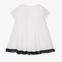 Patachou-Girls White Pleated Chiffon Dress | Childrensalon Outlet