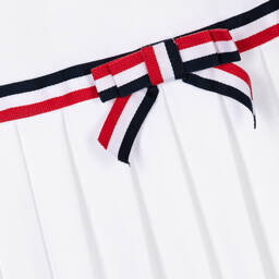 Patachou-Girls White Pleated Cotton Dress | Childrensalon Outlet