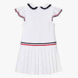 Patachou-Girls White Pleated Cotton Dress | Childrensalon Outlet