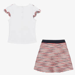 Patachou-Girls White & Red Skirt Set | Childrensalon Outlet