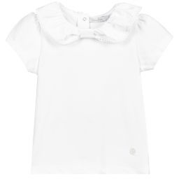 Patachou-Белая футболка с рюшами для девочек | Childrensalon Outlet