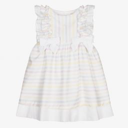 Patachou-Girls White Striped Dress | Childrensalon Outlet