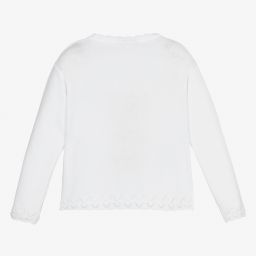 Patachou-كنزة قطن محبوك لون أبيض للبنات | Childrensalon Outlet