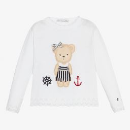 Patachou-كنزة قطن محبوك لون أبيض للبنات | Childrensalon Outlet